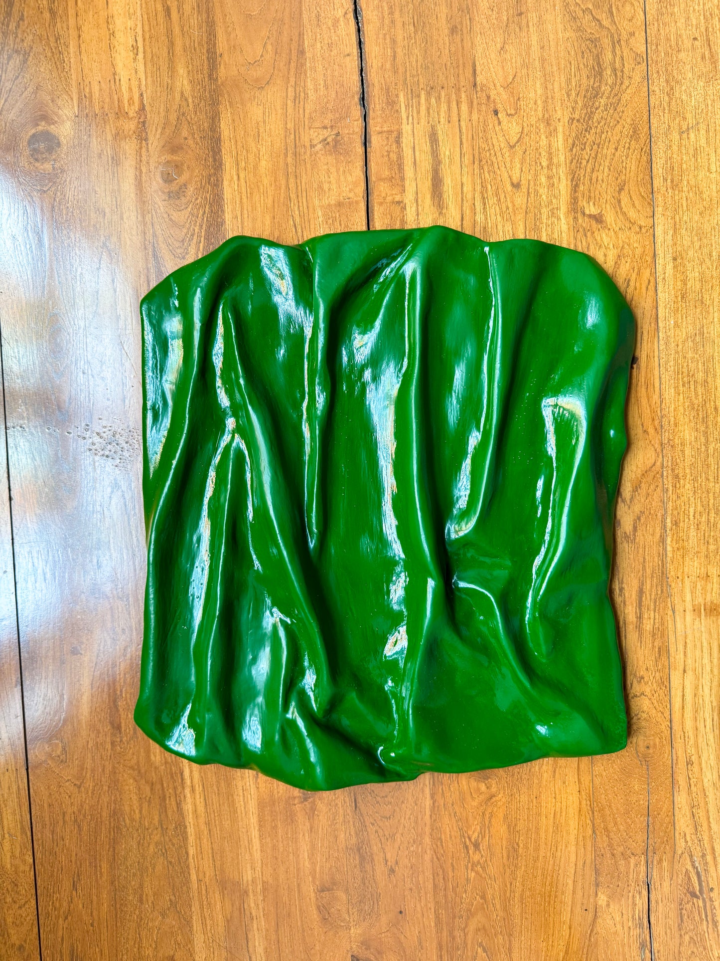 Green Veil Wall Sculpture – Abstract 3D Wall Art