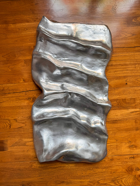 Silver Wave Wall Sculpture – Metallic 3D Wall Hanging