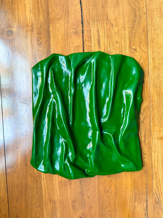 Green Veil Wall Sculpture – Abstract 3D Wall Art