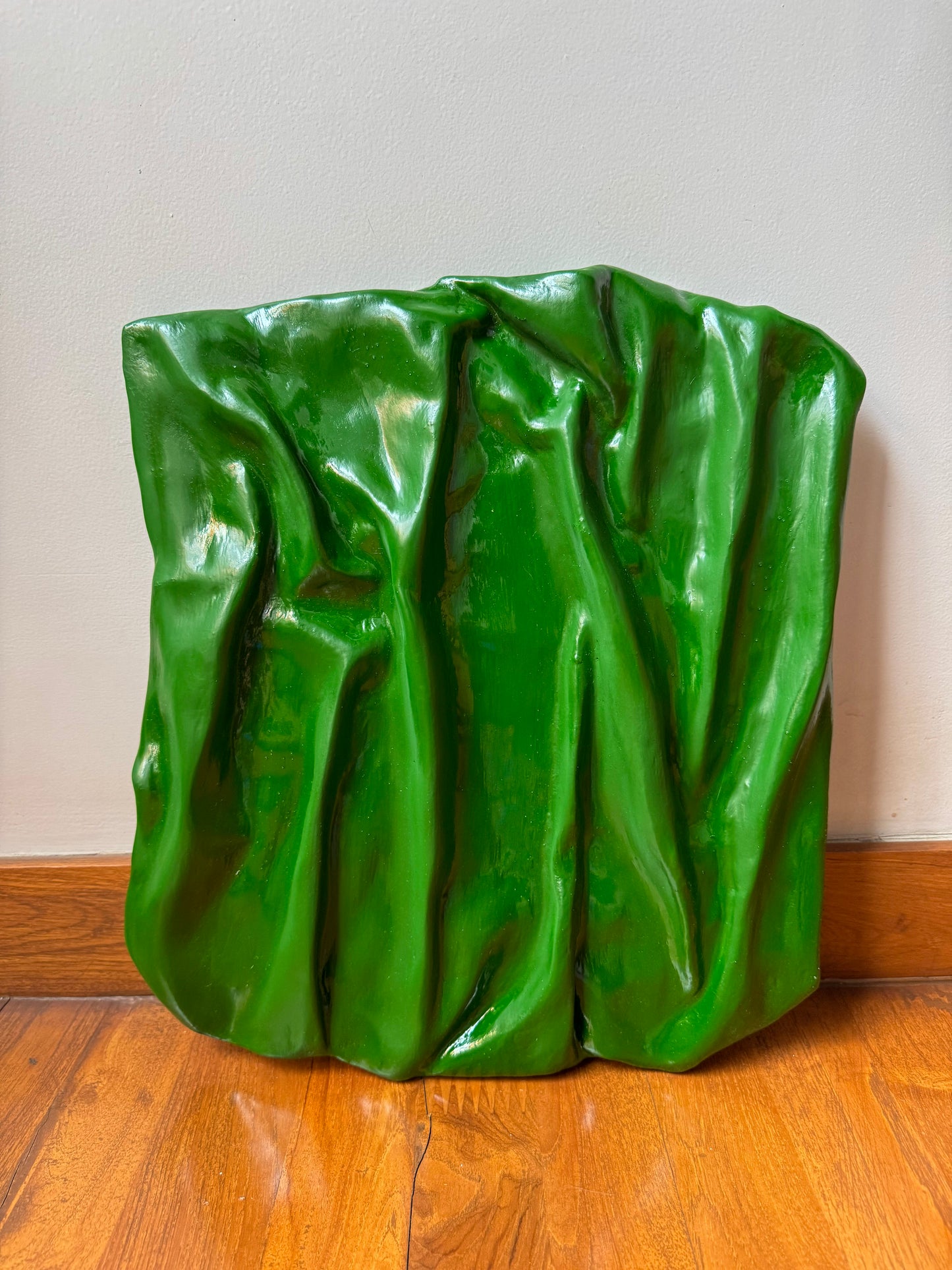 Green Veil Wall Sculpture – Abstract 3D Wall Art