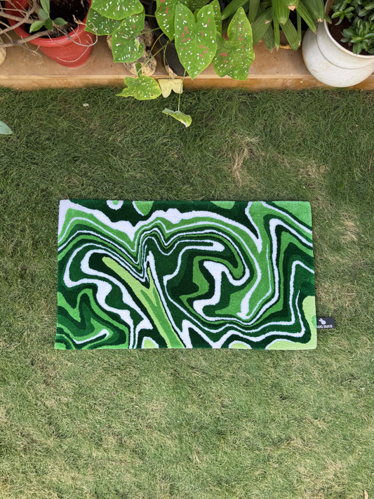 Green Abstract Tufted Rug