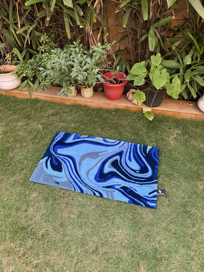 Blue Marble Tufted Rug