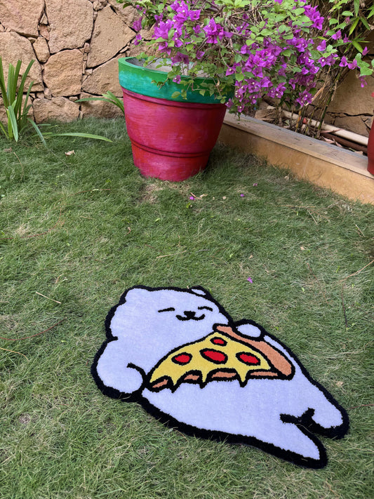 Playful Pizza Bear Rug